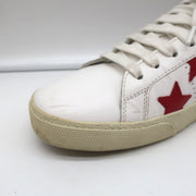 Saint Laurent Court Classic SL/06 Stars Sneakers White/Red Leather Size 38.5
