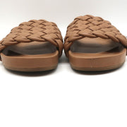 Loeffler Randall Sonnie Woven Slide Sandals Dark Sand Leather Size 9.5