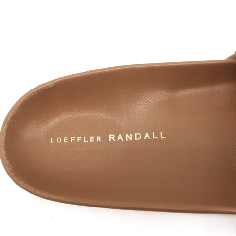 Loeffler Randall Sonnie Woven Slide Sandals Dark Sand Leather Size 9.5