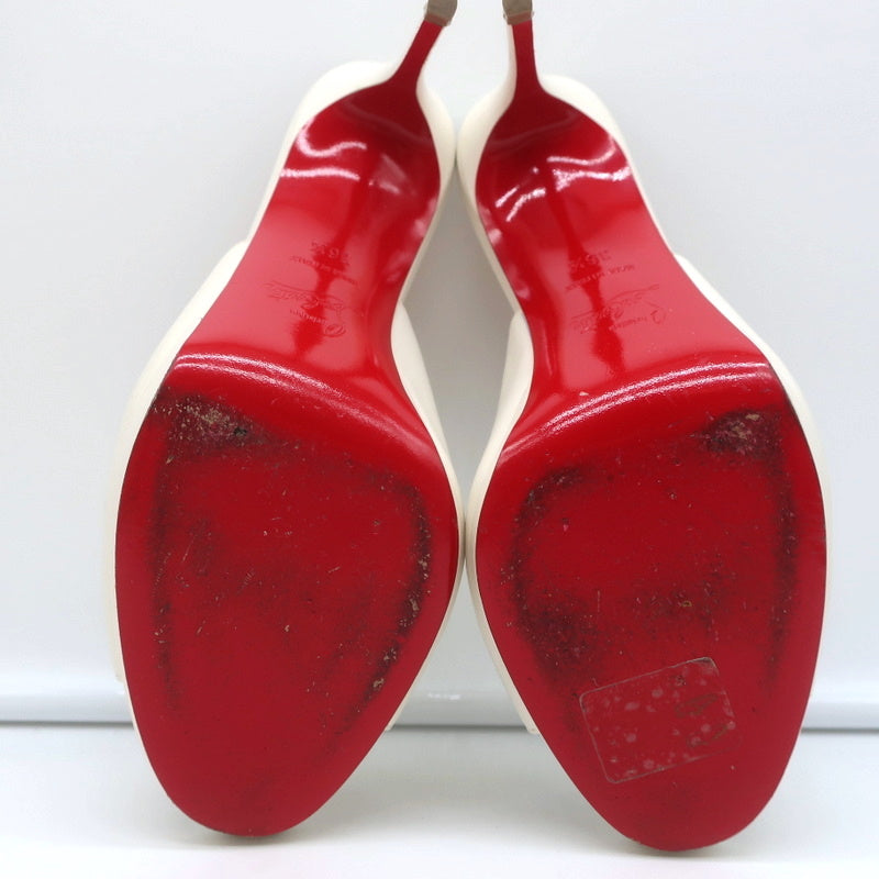 Christian Louboutin Pigamule Mules White Leather Size 36.5 Open Toe Heels