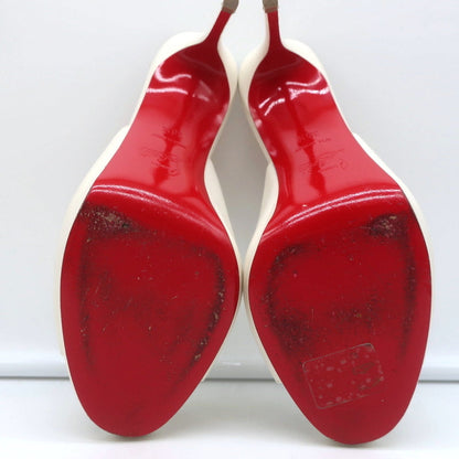 Christian Louboutin Pigamule Mules White Leather Size 36.5 Open Toe Heels