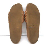 Loeffler Randall Sonnie Woven Slide Sandals Dark Sand Leather Size 9.5