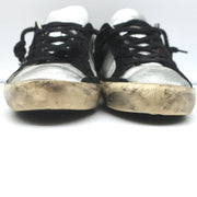 Golden Goose Superstar Embroidered Sneakers Silver Metallic Leather Size 37