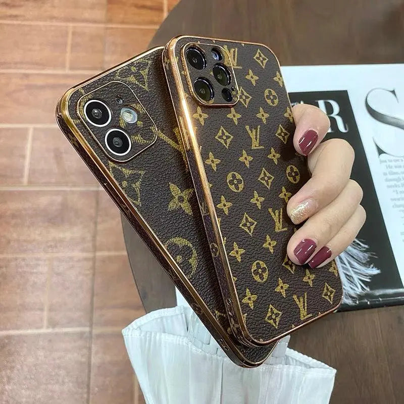 New luxury leather electroplating phone case For iphone lbcase