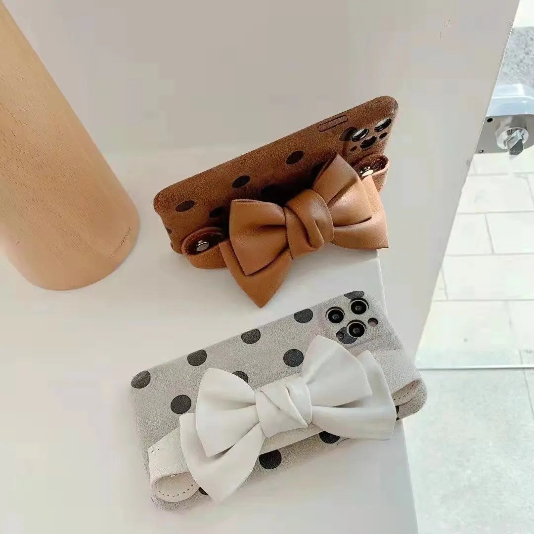 Plush Bowknot  wrist phone case For iphone lbcase