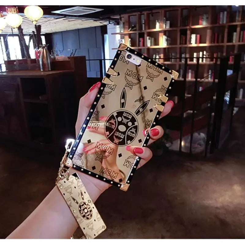 Luxury rabbit square phone case for Samsung lbcase