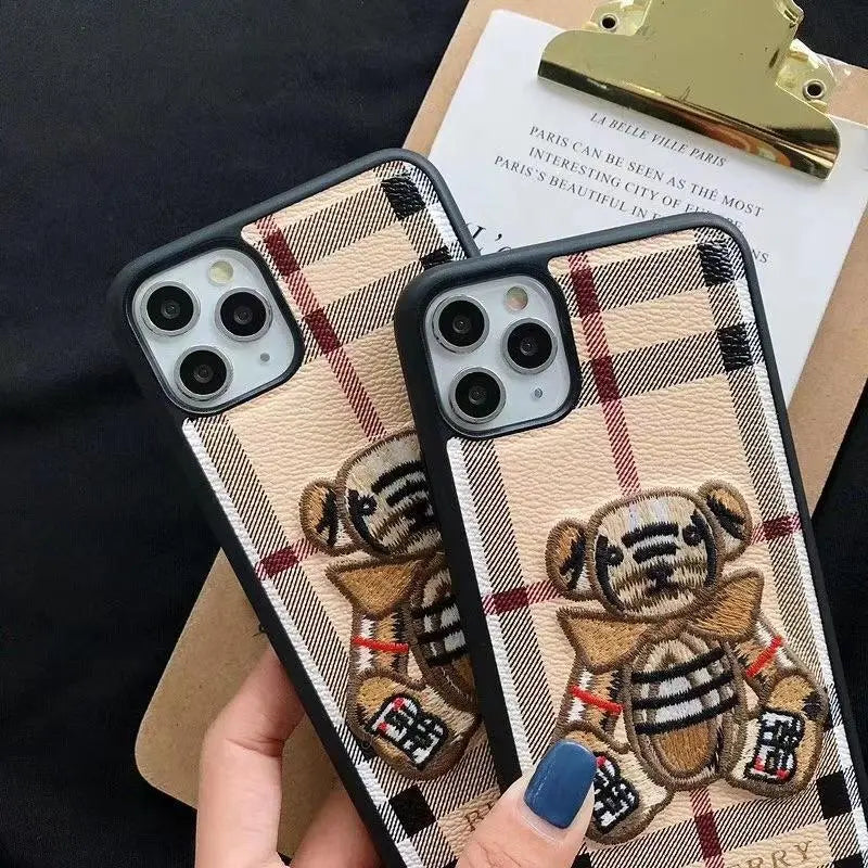 Embroidered bear phone case lbcase