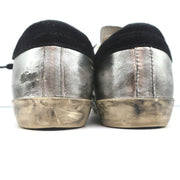 Golden Goose Superstar Embroidered Sneakers Silver Metallic Leather Size 37