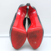 Christian Louboutin Altadama Peep Toe Slingback Heels Navy Patent Size 38