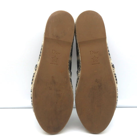Christian Dior Granville D-Stripes Logo Embroidered Espadrilles Navy Size 37