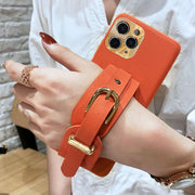 Button Leather Wristband Phone Case