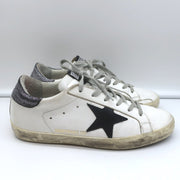Golden Goose Superstar Glitter Heel Tab Sneakers White & Black Leather Size 38