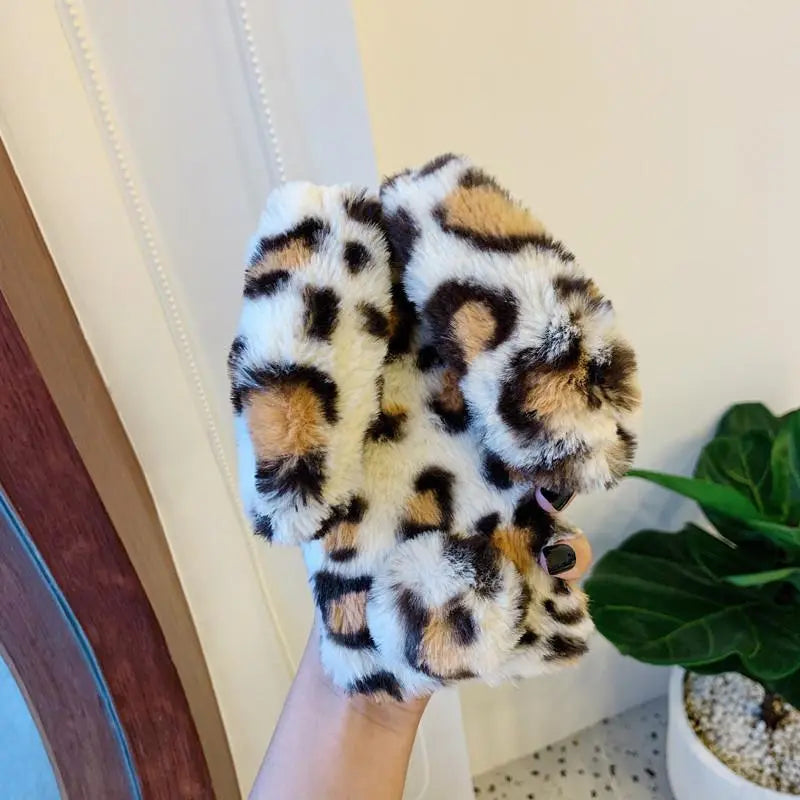 Leopard rabbit plush phone case for iphone lbcase