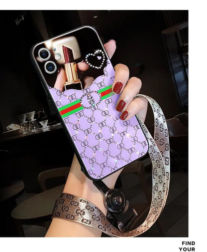 Luxury rhinestone makeup mirror phone case lbcase