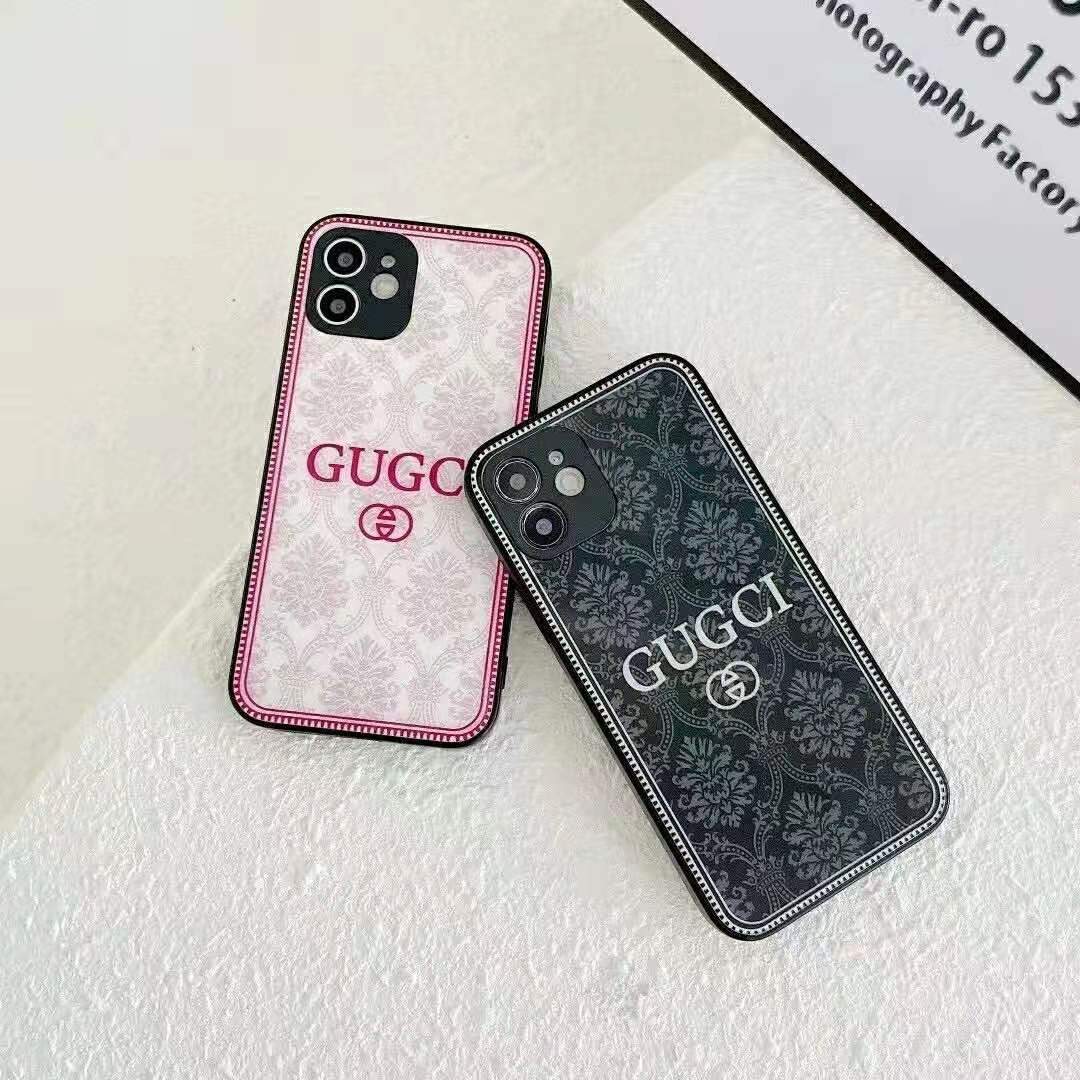 Fashion flower printing glass phone case lbcase