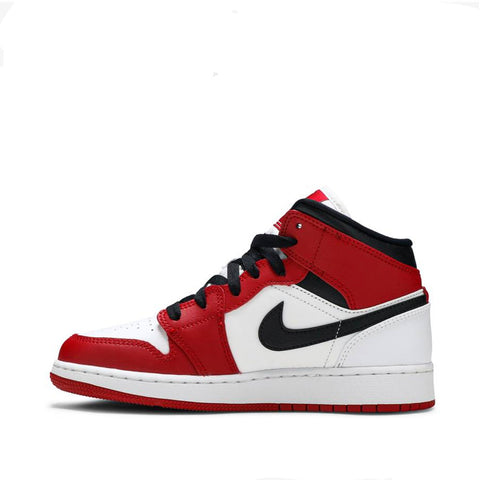 NIKE AIR JORDAN1 MID CHICAGO WHITE HEEL GS (NEW)