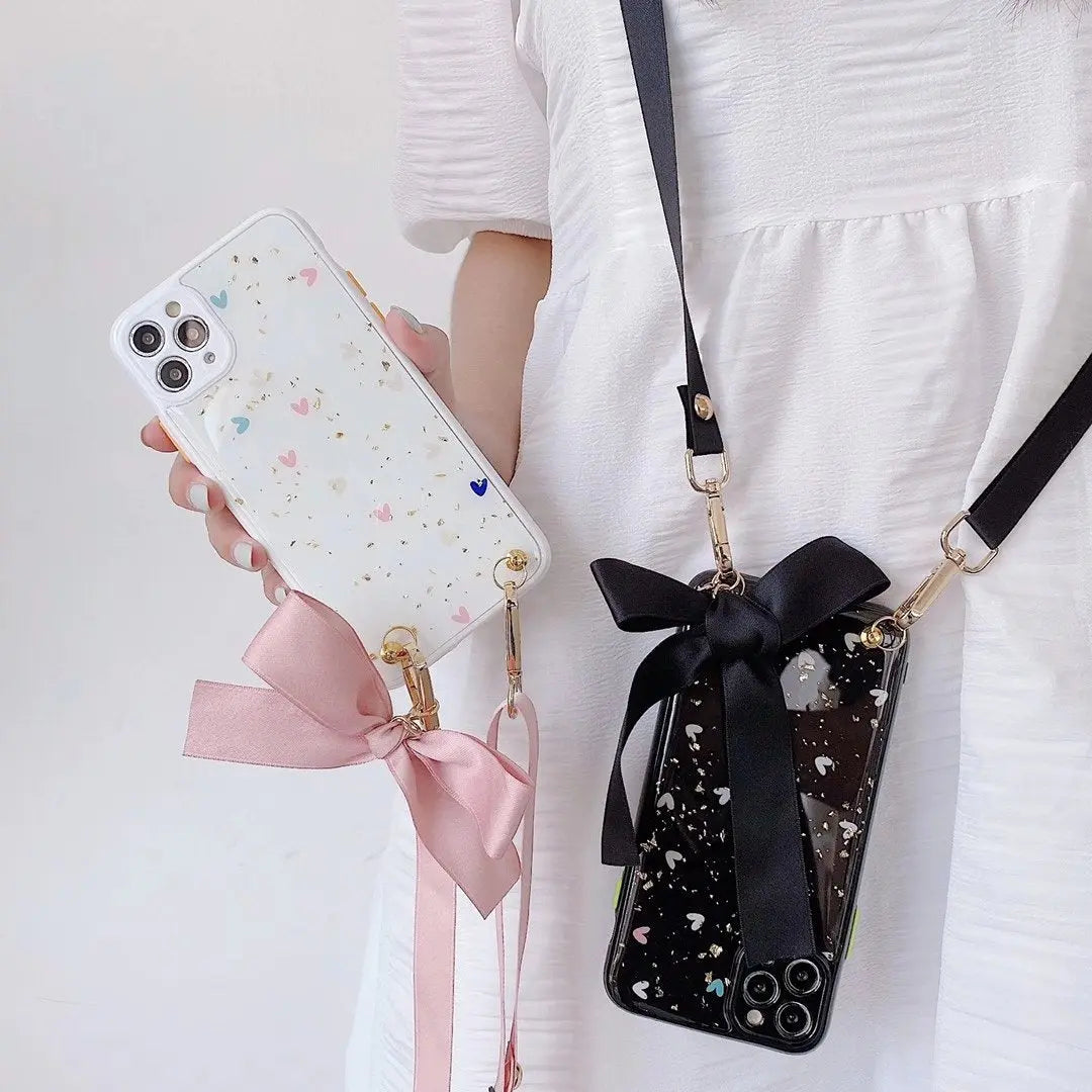 Love heart Bow Gold leaf Phone Case lbcase