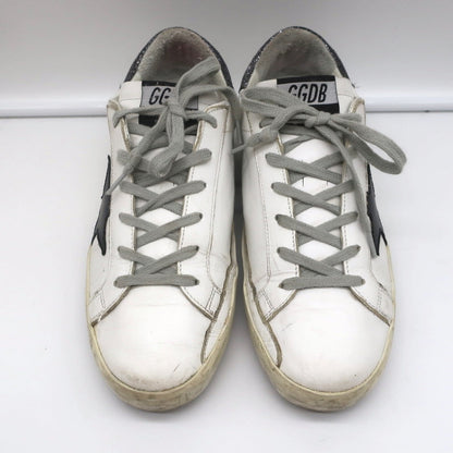 Golden Goose Superstar Glitter Heel Tab Sneakers White & Black Leather Size 38