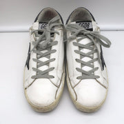 Golden Goose Superstar Glitter Heel Tab Sneakers White & Black Leather Size 38