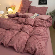 Simple solid color cut flower cotton four-piece quilt cover  new product