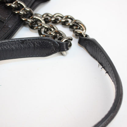 Black Nylon Check Chain Tote