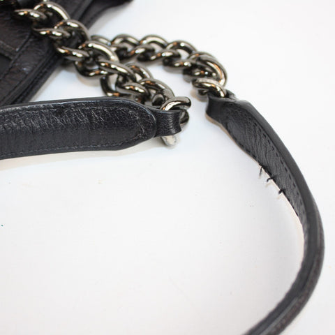Black Nylon Check Chain Tote