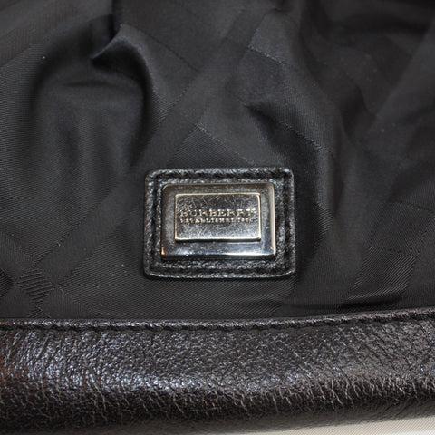 Black Nylon Check Chain Tote
