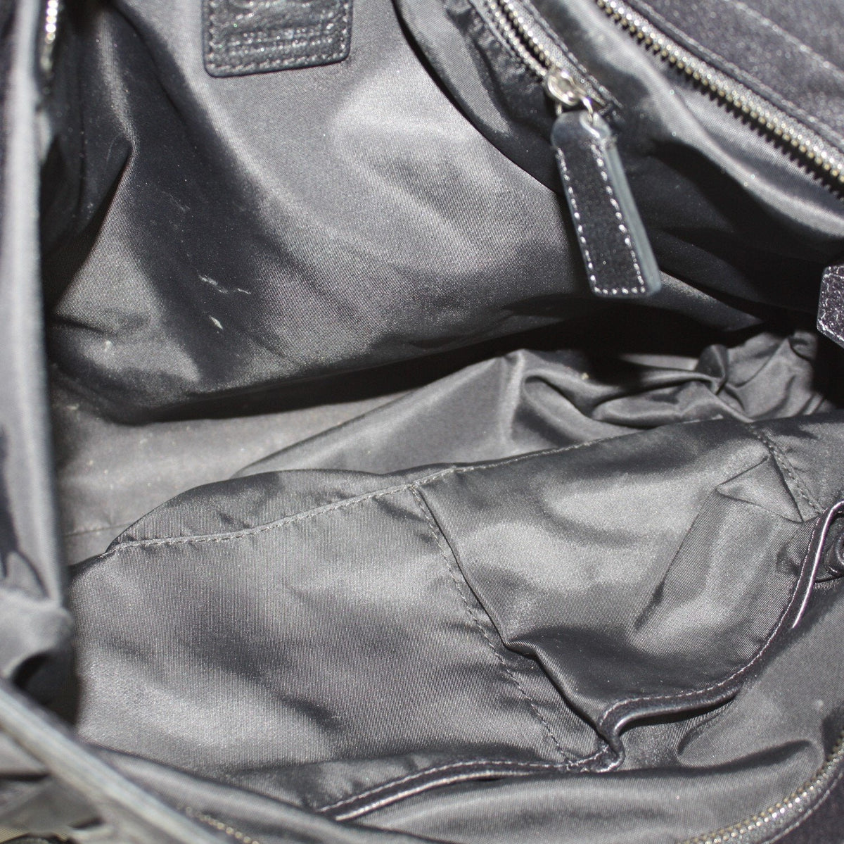Black Nylon Check Chain Tote