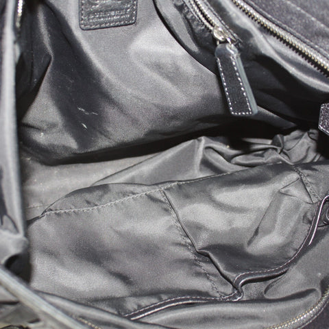 Black Nylon Check Chain Tote