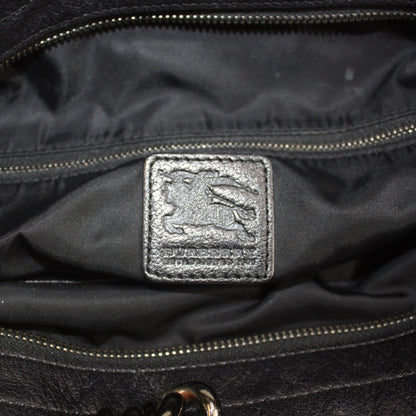 Black Nylon Check Chain Tote