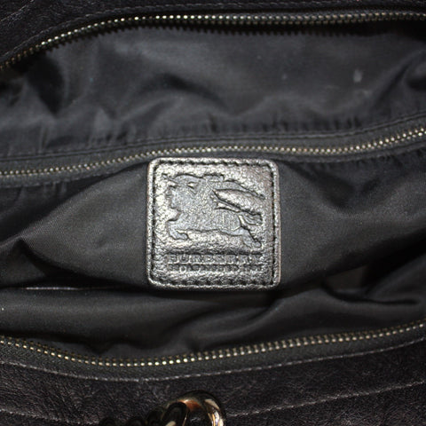 Black Nylon Check Chain Tote