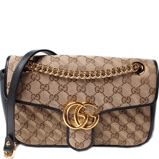 443497 Marmont Shoulder Quilted Canvas Small Flap lbcase