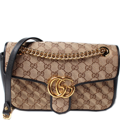 443497 Marmont Shoulder Quilted Canvas Small Flap