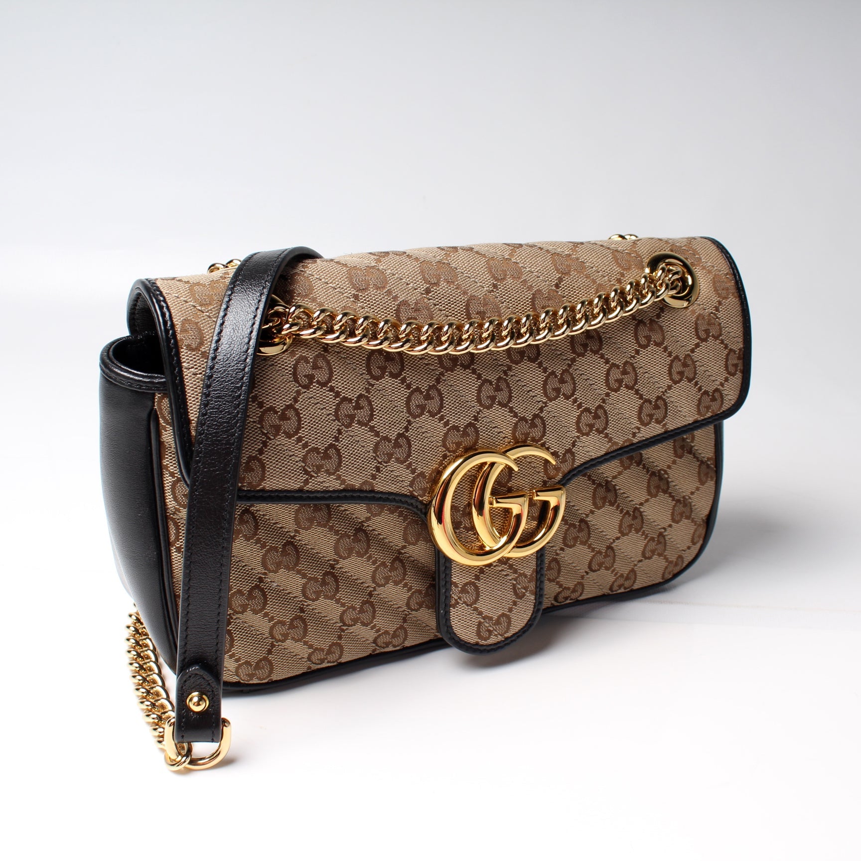 443497 Marmont Shoulder Quilted Canvas Small Flap lbcase