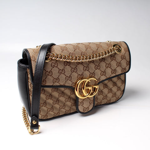 443497 Marmont Shoulder Quilted Canvas Small Flap