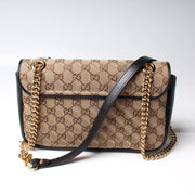 443497 Marmont Shoulder Quilted Canvas Small Flap