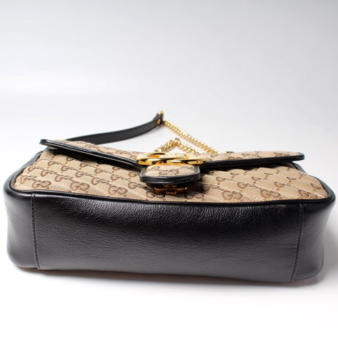 443497 Marmont Shoulder Quilted Canvas Small Flap