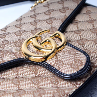 443497 Marmont Shoulder Quilted Canvas Small Flap lbcase