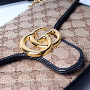 443497 Marmont Shoulder Quilted Canvas Small Flap