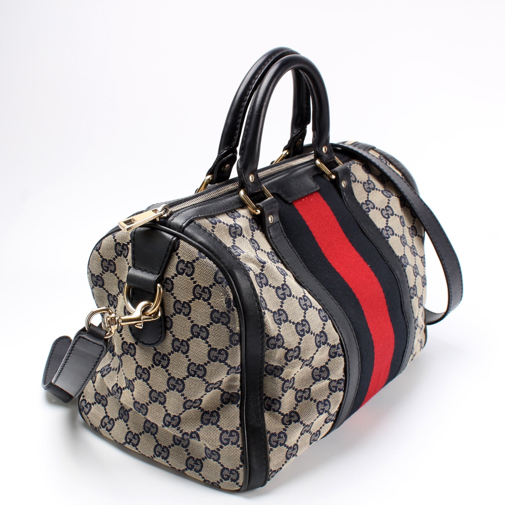 247205 GG Canvas Boston Bag lbcase