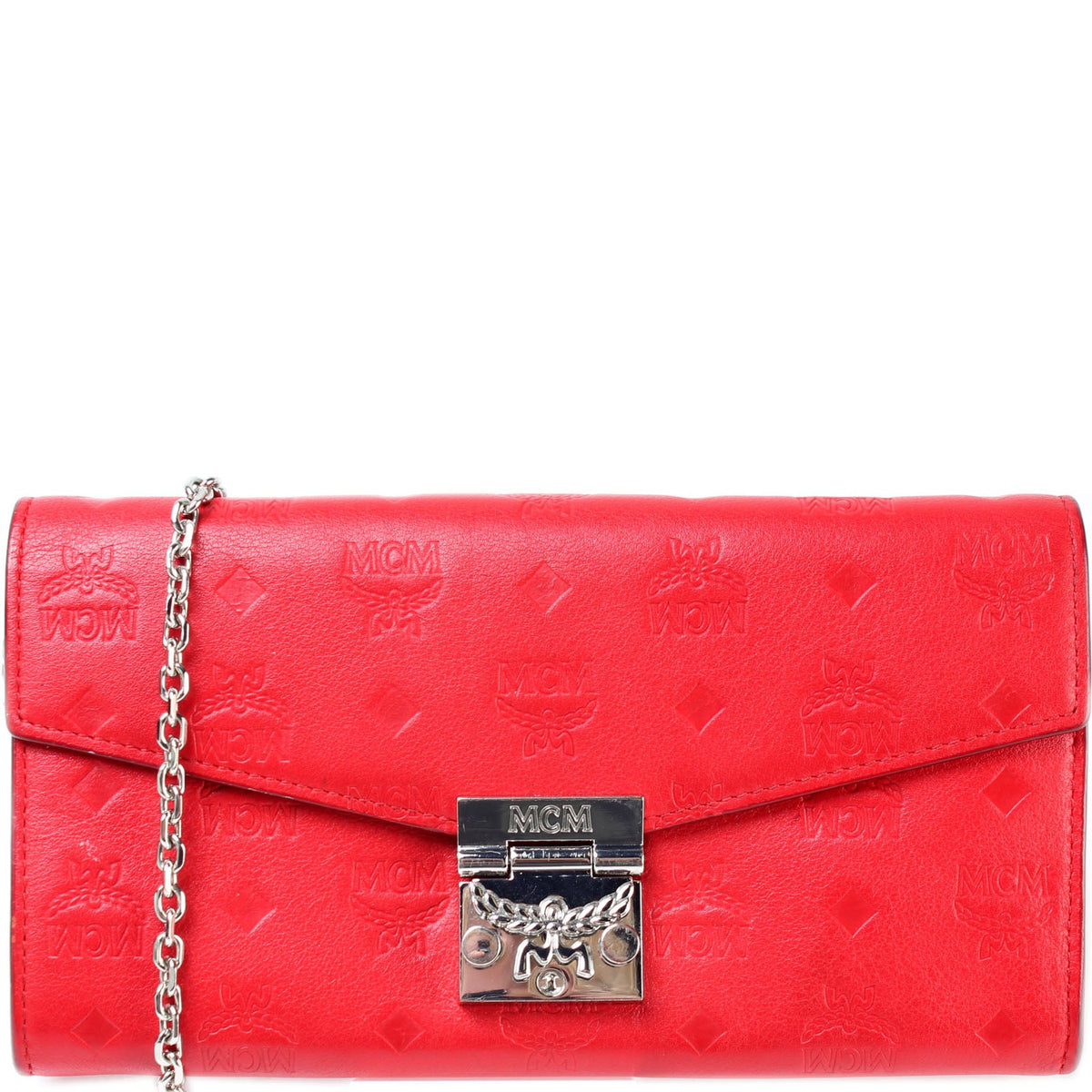 Chain Wallet Embossed Leather