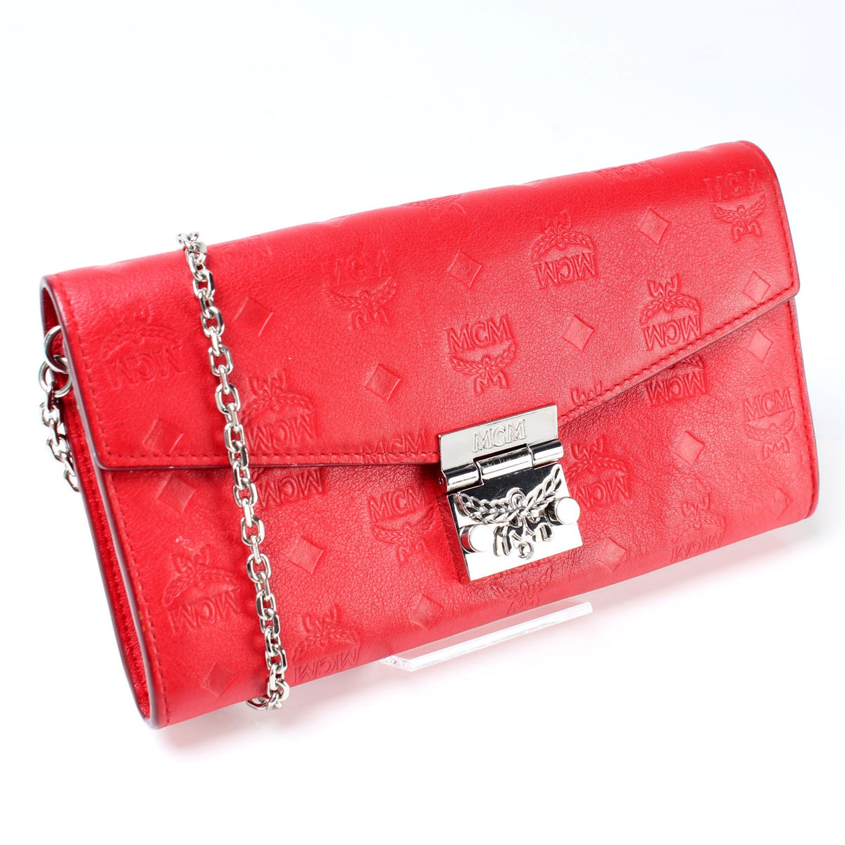Chain Wallet Embossed Leather