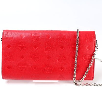 Chain Wallet Embossed Leather