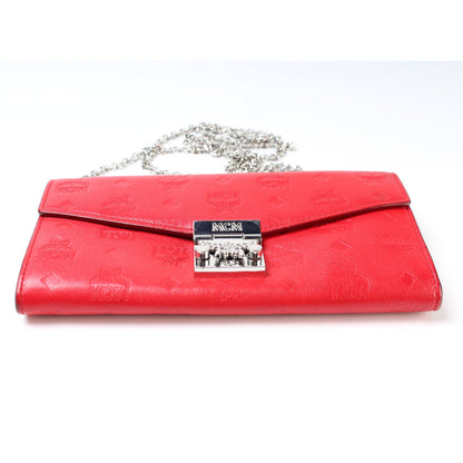 Chain Wallet Embossed Leather