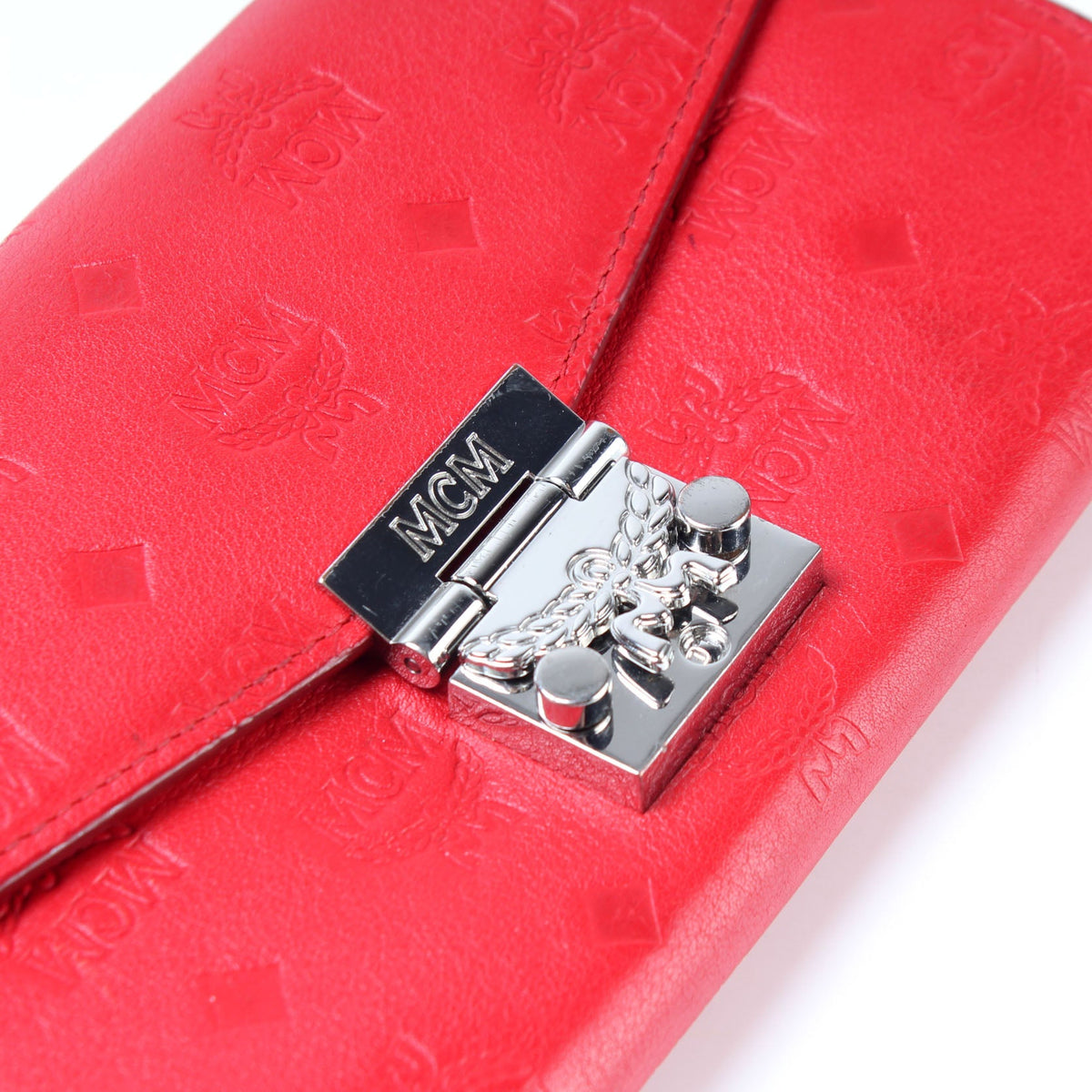 Chain Wallet Embossed Leather