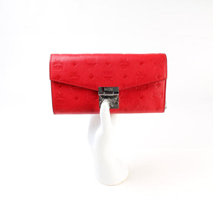 Chain Wallet Embossed Leather