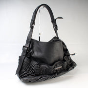 Ruched Leather Hobo Large