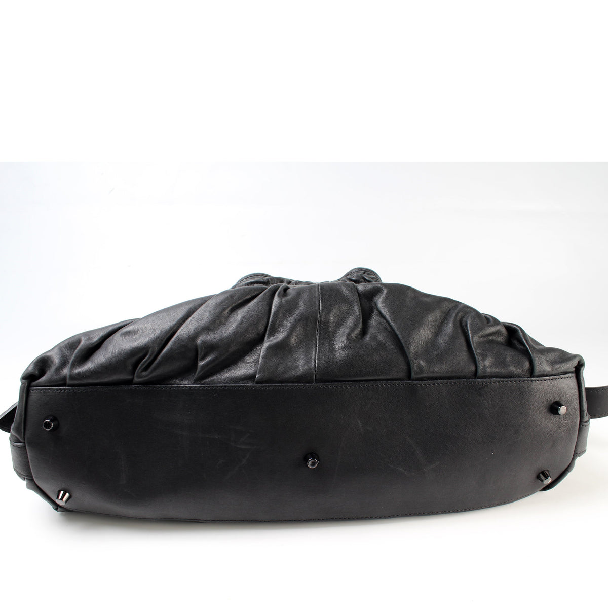 Ruched Leather Hobo Large