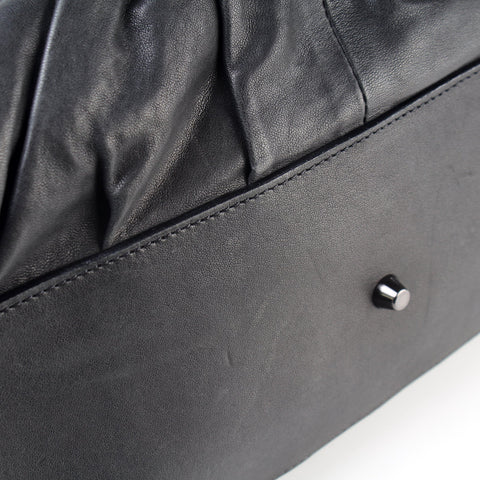 Ruched Leather Hobo Large