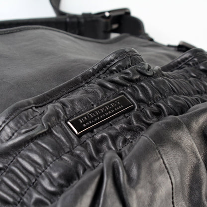 Ruched Leather Hobo Large